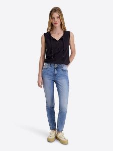 Timezone Dżinsy "Enya" - Slim fit - w kolorze niebieskim rozmiar: W27/L30. Niebieskie jeansy Timezone, bez wzorów, z podwyższonym stanem. Za 202,03 zł.