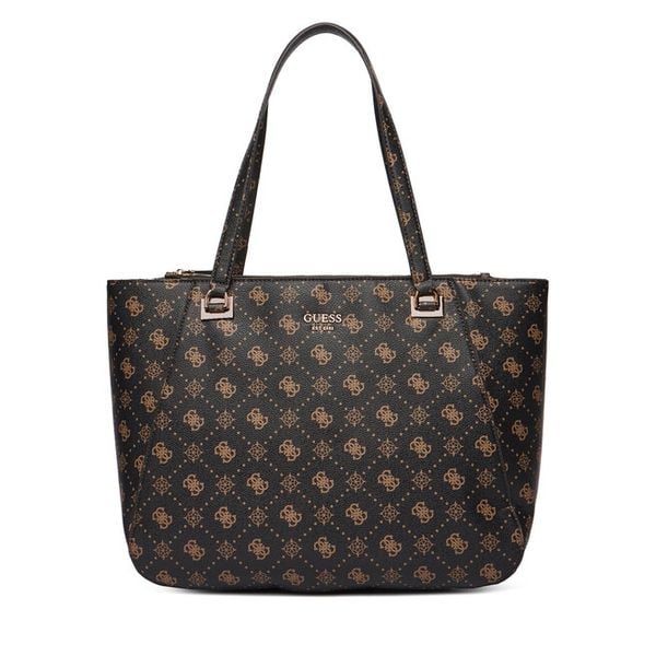 Torebka Guess. Brązowe shopper bag Guess, z aplikacjami, bez dodatków. Za 579,99 zł.