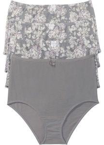 Figi z wysoką talią (4 pary). Szare figi bonprix, bez wzorów. Za 59,99 zł.