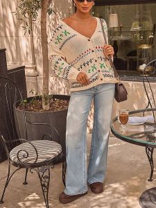 LA Angels Kardigan w kolorze kremowym z wzorem rozmiar: M. Brązowe kardigany LA Angels, m, bez wzorów, bez ramiączek. Za 165,99 zł.