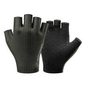 Rękawiczki rowerowe Rockbros oddychające, krótkie palce. Zielone rękawiczki ROCKBROS, bez wzorów, z materiału. Za 59,99 zł.
