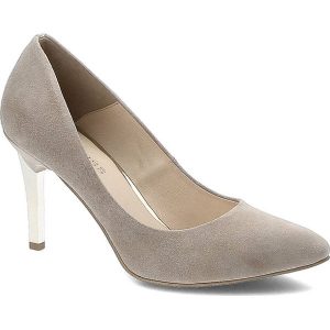 Beżowe Czółenka Damiss Eleganckie Buty Damskie Na Szpilce. Brązowe czółenka Damiss, bez wzorów, z zamszu, bez obcasa, na obcasie, bez zapięcia. Za 254,99 zł.