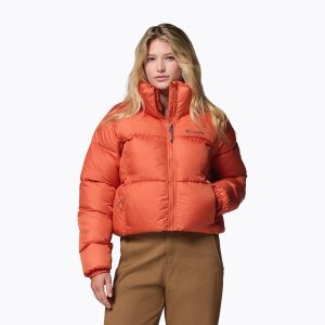 Kurtka ocieplana damska Columbia Puffect II Cropped. Brązowe kurtki Columbia, bez wzorów, z puchu, bez kaptura. Za 439,99 zł.