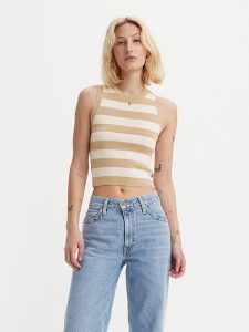 Levi´s Top "Tulip" w kolorze beżowo-kremowym rozmiar: XS. Brązowe topy s, bez wzorów, bez kołnierzyka, bez ramiączek. Za 74,63 zł.