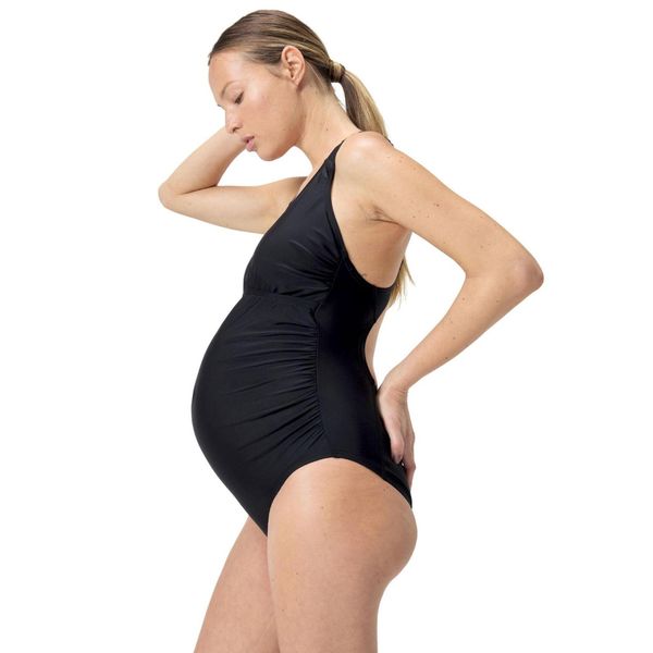 Strój kąpielowy dla kobiet w ciąży na basen Speedo Maternity. Czarne stroje jednoczęściowe Speedo, bez wzorów. Za 239,99 zł.