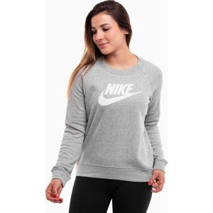Bluza sportowa damska Nike Essentials Crew FLC HBR. Szare bluzy Nike, bez wzorów, bez kaptura. Za 215,61 zł.