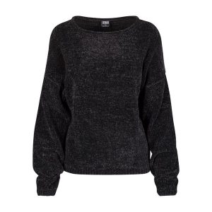 Bluza damska Urban Classic chenille. Czarne bluzy Urban Classics, bez wzorów, bez kaptura. Za 221,50 zł.