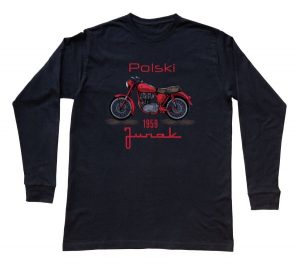 Junak — bluzka z długim rękawem (Rozmiar: 3 - 4 lata; Kolor koszulki: czarny; Rodzaj nadruku: Junak). Czarne bluzki nikiniki, s, bez wzorów, z bawełny, bez kołnierzyka, bez ramiączek. Za 79,00 zł.