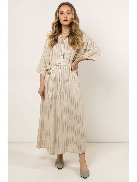 Awama Sukienka w kolorze beżowym rozmiar: L. Brązowe sukienki Awama, na co dzień, l, bez wzorów, bez kołnierzyka, bez ramiączek, maxi, proste. Za 184,46 zł.