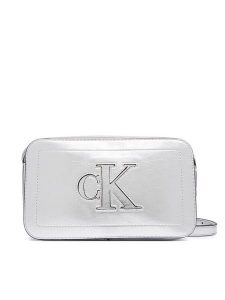 Calvin Klein Torebka Bold Ck Outline Mtl Camera Bag LV04F3896G Srebrny. Szare listonoszki Calvin Klein, bez wzorów, ze skóry, bez dodatków. Za 329,99 zł.