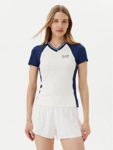 EA7 Emporio Armani Koszulka techniczna 7W000199 AF13282 M0058 Biały Regular Fit. Białe koszulki sportowe EA7 Emporio Armani, bez wzorów, z syntetyku, bez ramiączek, tenisowe. Za 199,99 zł.