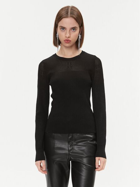 DKNY Sweter P3GSBK42 Czarny Regular Fit. Czarne swetry klasyczne DKNY, l, z wiskozy, bez kołnierzyka. Za 410,99 zł.
