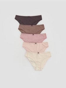 Bawełniane majtki figi 5 pack - brudny róż. Czerwone figi Reserved, bez wzorów, z bawełny. Za 79,99 zł.
