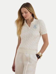 LAUREN RALPH LAUREN Sweter 200932224016 Biały Slim Fit. Białe swetry klasyczne Lauren Ralph Lauren, m, z bawełny, bez kołnierzyka. Za 588,99 zł.
