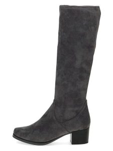 Caprice Kozaki w kolorze antracytowym rozmiar: 36. Szare kozaki Caprice, na zimę, bez wzorów, bez obcasa, bez zapięcia. Za 222,41 zł.