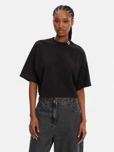 HUGO T-Shirt Damelody 50520187 Czarny Relaxed Fit. Czarne t-shirty Hugo, l, bez wzorów, z bawełny, bez kołnierzyka, bez ramiączek. Za 189,99 zł.