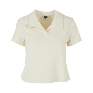 Koszulka Polo Damska Tkanina Ręcznikowa. Brązowe bluzki Urban Classics, s, bez wzorów, z tkaniny, bez kołnierzyka, bez ramiączek. Za 122,99 zł.