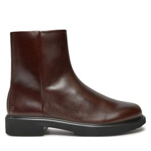 Botki ECCO. Brązowe botki ecco, bez wzorów, bez obcasa, na płaskiej podeszwie, bez zapięcia. Za 559,99 zł.