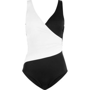 Kostium kąpielowy bonprix czarno-kremowy. Stroje jednoczęściowe marki bonprix. Za 79,99 zł.
