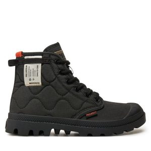 Trapery Palladium. Czarne buty zimowe Palladium, bez obcasa, bez zapięcia. Za 339,99 zł.