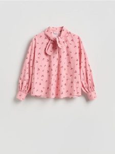 Koszula z kwiatowym motywem - różowy. Czerwone koszule Reserved, l, bez wzorów, z bawełny, bez kołnierzyka, bez ramiączek. Za 129,99 zł.