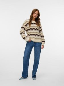 Vero Moda Sweter w kolorze beżowo-brązowym rozmiar: XS. Brązowe swetry oversize Vero Moda, s, bez wzorów, z materiału, bez ramiączek. Za 113,99 zł.