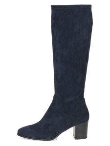 Caprice Kozaki w kolorze granatowym rozmiar: 39. Niebieskie kozaki Caprice, na zimę, bez wzorów, bez obcasa, bez zapięcia. Za 226,24 zł.