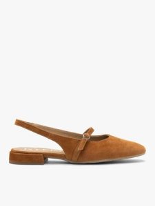Rude czółenka slingback. Brązowe czółenka Brawo sp. z o.o., bez wzorów, bez obcasa, na obcasie, bez zapięcia. W wyprzedaży za 269,99 zł.