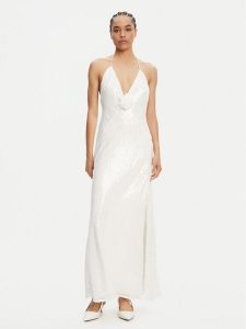 Bardot Sukienka wieczorowa Aradia 59278DB5 Biały Regular Fit. Białe kombinezony Bardot, bez wzorów, z syntetyku, wizytowe, bez kołnierzyka, bez ramiączek. Za 499,99 zł.