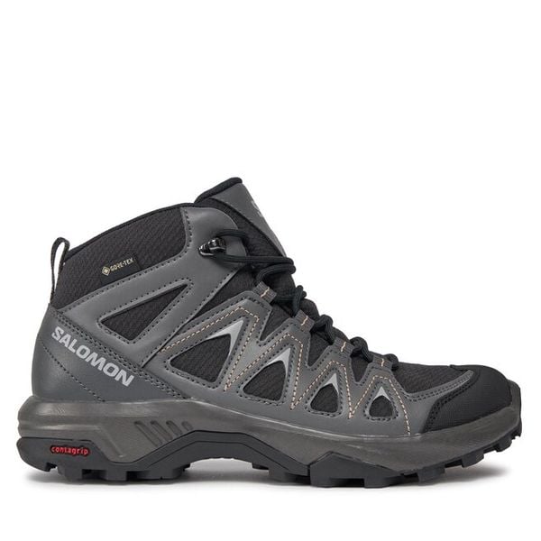 Trekkingi Salomon. Czarne buty sportowe Salomon, bez wzorów, z gore-texu, bez zapięcia, trekkingowe, gore-tex. Za 469,99 zł.
