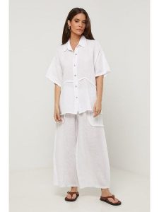 Lin Passion Lniana koszula w kolorze białym rozmiar: 36/38. Białe koszule Lin Passion, bez wzorów, ze lnu, bez kołnierzyka, bez ramiączek. Za 143,99 zł.