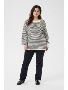 KAFFE curve Sweter w kolorze biało-czarnym rozmiar: M. Białe swetry oversize KAFFE curve, m, bez wzorów, bez ramiączek. Za 121,51 zł.