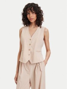 Maryley Kamizelka 26EB123/08BE Beżowy Regular Fit. Brązowe kamizelki Maryley, l, bez wzorów, z syntetyku, bez kołnierzyka, bez ramiączek, bez kaptura. Za 379,99 zł.