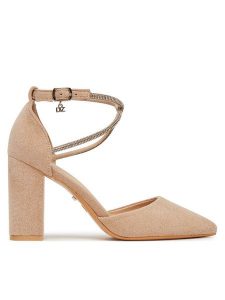 DeeZee Czółenka BG-88416-1 Beżowy. Brązowe czółenka DeeZee, bez wzorów, z materiału, bez obcasa, bez zapięcia. Za 139,99 zł.