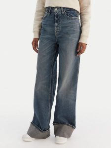 Tommy Jeans Jeansy Claire DW0DW22629 Granatowy Wide Leg. Niebieskie jeansy Tommy Jeans, bez wzorów, z bawełny. Za 489,99 zł.