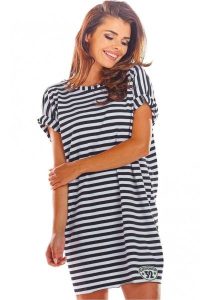 Luźna bawełniana mini sukienka oversize czarna w paski. Czarne sukienki Infinite You, na co dzień, m, bez wzorów, z bawełny, sportowe, bez kołnierzyka, bez ramiączek, mini, oversize. Za 199,00 zł.