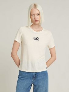 G-Star Koszulka w kolorze kremowym rozmiar: S. Brązowe bluzki G-Star, s, bez wzorów, z bawełny, retro, bez kołnierzyka, bez ramiączek. Za 96,60 zł.