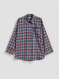 Koszula w kratę - wielobarwny. Koszule Reserved, l, bez wzorów, z tkaniny, bez kołnierzyka, bez ramiączek. Za 159,99 zł.