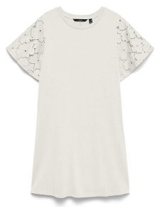 Vero Moda Sukienka w kolorze białym rozmiar: L. Białe sukienki Vero Moda, na co dzień, l, bez wzorów, z bawełny, bez kołnierzyka, bez ramiączek, mini, proste. Za 98,95 zł.
