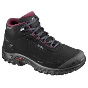 Buty trekkingowe damskie Salomon Shelter CS WP. Czarne buty trekkingowe Salomon, z gumy, bez zapięcia. Za 638,00 zł.