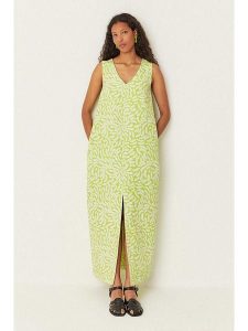 SKFK Sukienka "Gabriela" w kolorze jasnozielono-białym rozmiar: 40. Zielone sukienki SKFK, bez wzorów, z bawełny, bez kołnierzyka, bez ramiączek, maxi. Za 347,99 zł.