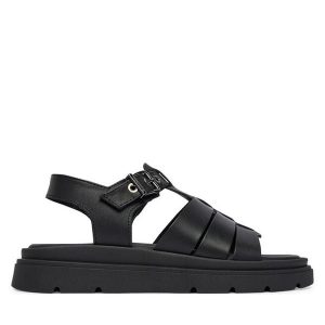 Sandały Tamaris. Czarne sandały Tamaris, bez wzorów, bez obcasa, na płaskiej podeszwie, bez zapięcia. Za 379,99 zł.