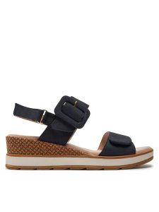 Caprice Sandały 9-28753-42 Granatowy. Niebieskie sandały Caprice, bez wzorów, z nubiku, bez obcasa, na koturnie, bez zapięcia. Za 229,99 zł.