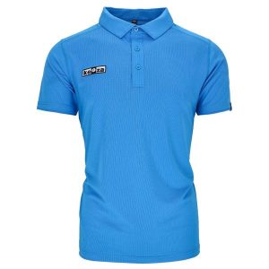 Koszulka polo KEEZA Draco z krótkim rękawem. Niebieskie bluzki KEEZA, m, bez wzorów, sportowe, bez kołnierzyka, bez ramiączek. Za 65,00 zł.