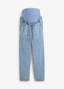 Jeansy ciążowe z lekkiego denimu, o długości do kostki, boyfriend fit. Niebieskie jeansy bonprix, bez wzorów, z bawełny. Za 179,99 zł.