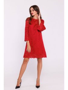 Stylove Sukienka w kolorze czerwonym rozmiar: L. Czerwone sukienki Stylove, l, bez wzorów, z koronki, bez kołnierzyka, bez ramiączek, mini. Za 228,38 zł.