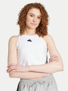 Adidas Top Future Icons 3-Stripes IW5201 Biały Slim Fit. Białe topy ADIDAS, s, bez wzorów, z bawełny, bez kołnierzyka, bez ramiączek. Za 89,99 zł.