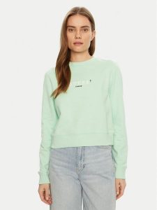Guess Jeans Bluza W5RQ28 K68I4 Zielony Regular Fit. Zielone bluzy Guess Jeans, xs, z aplikacjami, z bawełny, bez kaptura. Za 189,99 zł.