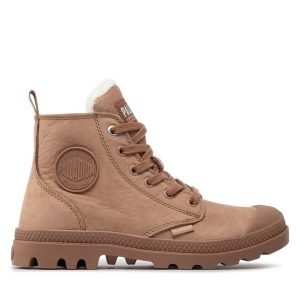Trapery Palladium. Brązowe buty zimowe Palladium, bez obcasa, bez zapięcia. Za 359,99 zł.