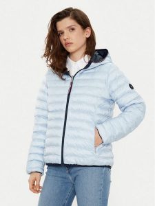 Tommy Hilfiger Kurtka przejściowa WW0WW45317 Błękitny Regular Fit. Niebieskie kurtki TOMMY HILFIGER, m, bez wzorów, z syntetyku, bez kaptura. Za 589,99 zł.